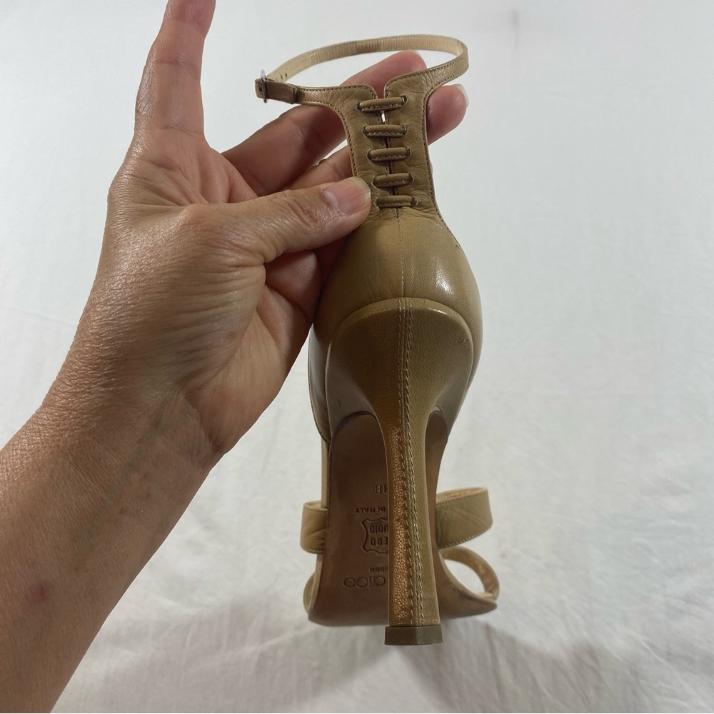 Jimmy Choo Beige Strappy Heels Leather Open Toe Strappy Beige  38 size - Picture 4 of 8